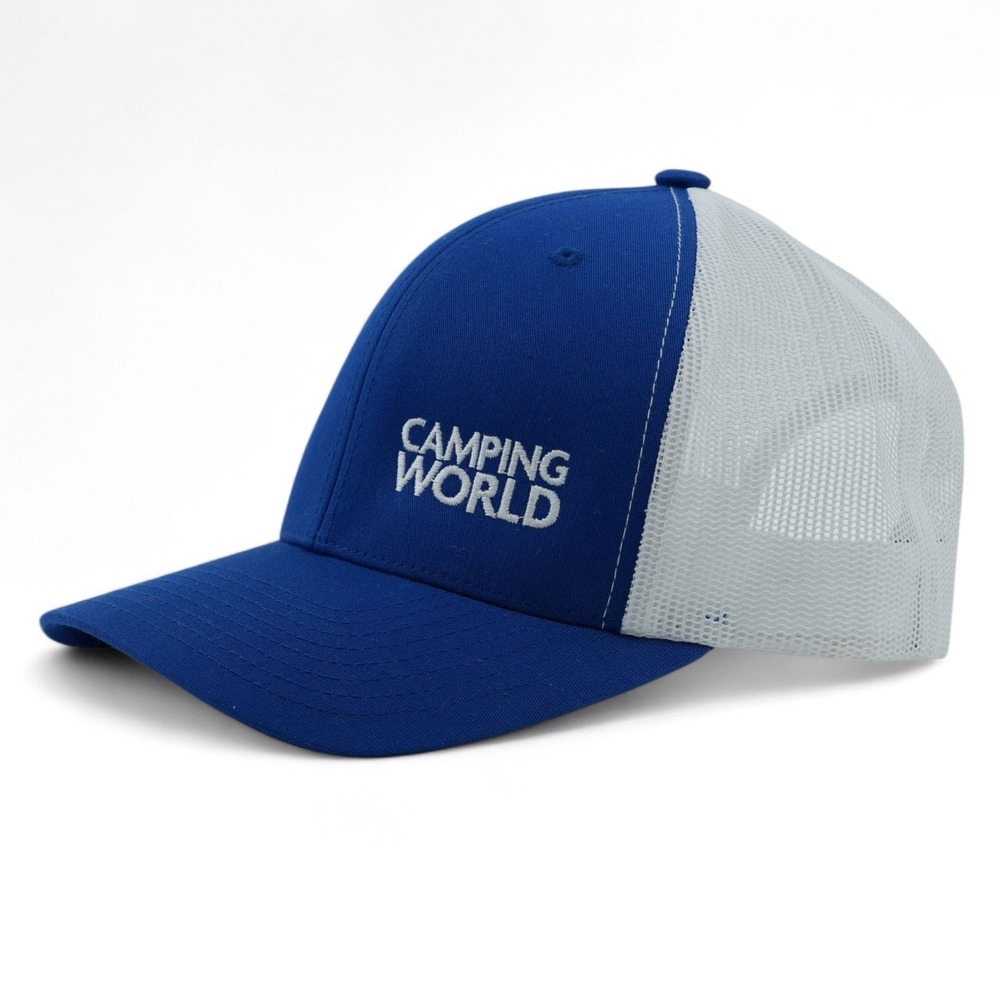 Camping World‎ Trucker Hat Cap Blue White Mesh Snapback